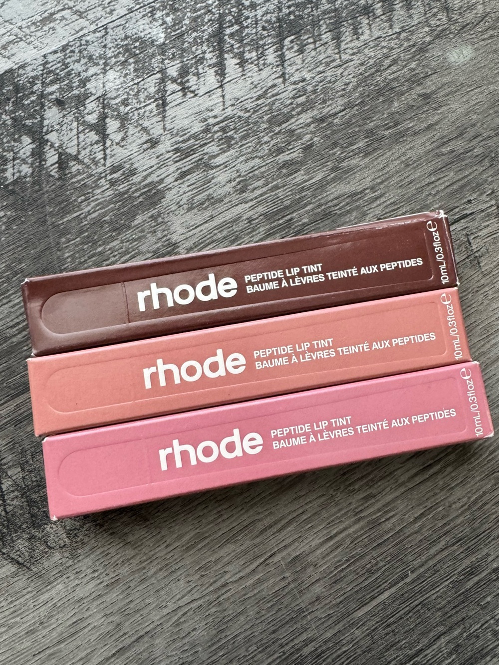 RHODE Peptide Lip Tint Trio — Salty Tan, Toast, Espresso